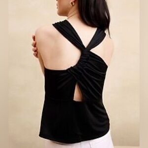 Banana Republic Black Twisted X-Back Sleeveless Top
